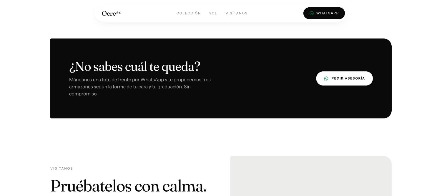 Bloque negro con el título ¿No sabes cuál te queda? y el botón Pedir asesoría