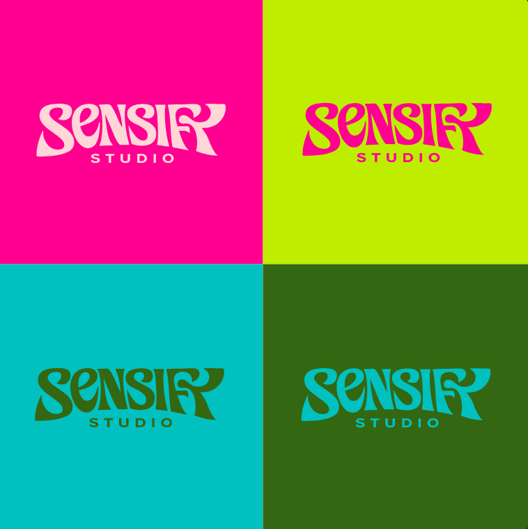 Las cuatro combinaciones de color del logotipo Sensify